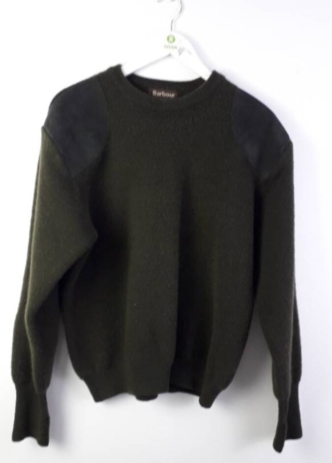 Barbour Pure New Wool Sporting Sweater Green Size: Xl