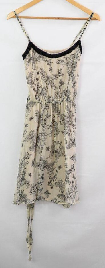 Miss Selfridge Silk Floral Dress Beige Size: Xs
