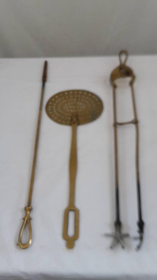 Set Of 3 Fireside Companion Set Of  Tools In Brass
