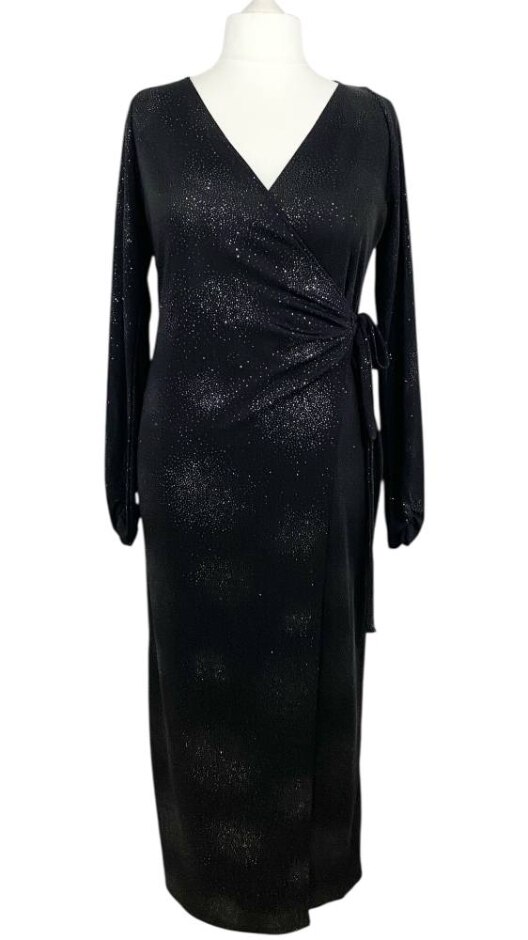 Elements By Amanda Wakeley Deep V Spark Wrap Dress Black Size: 14