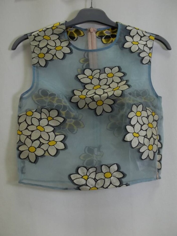 Valentino Spa Crop Top - Organza Light Blue Size: 36