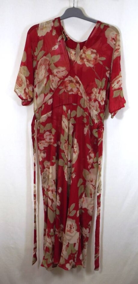Nancymac Silk Georgette Wrap Dress Red Size: L