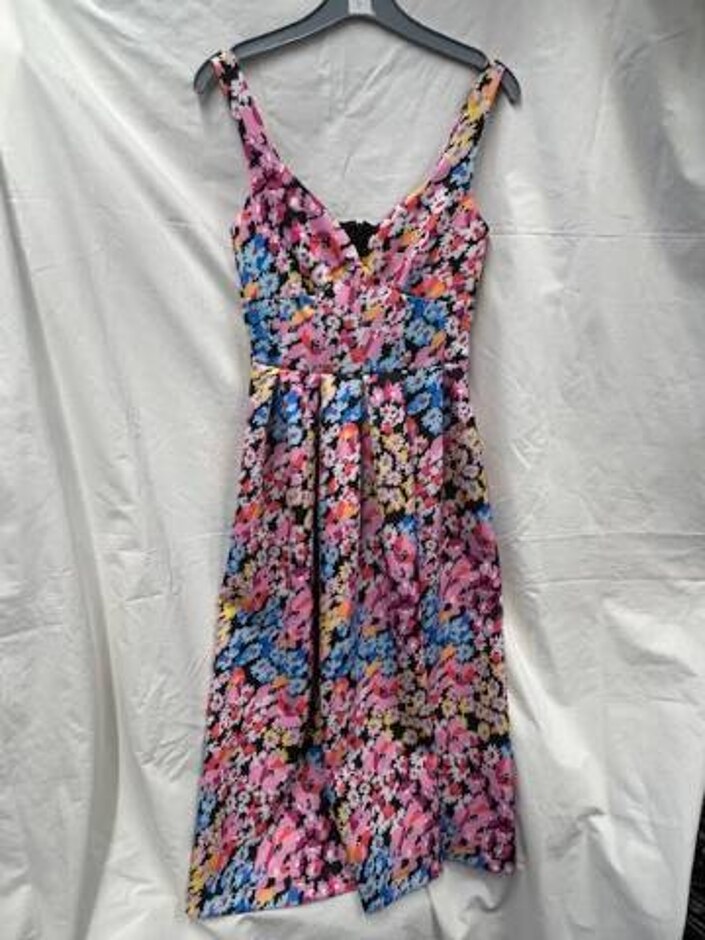 Oasis Black Ditsy Print Scuba Dress Multi-coloured Size: 6