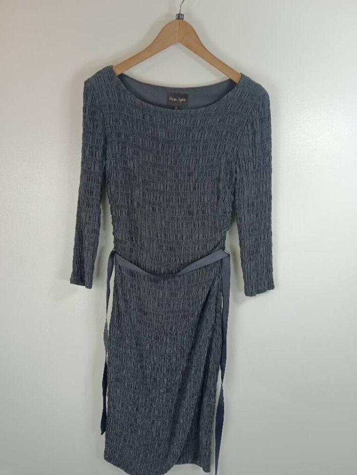 Phase Eight Ruched Fabric Dress Dark Gray Size: 14