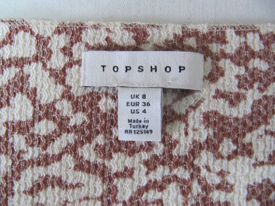Topshop Patterned Dress Rust Size: 8