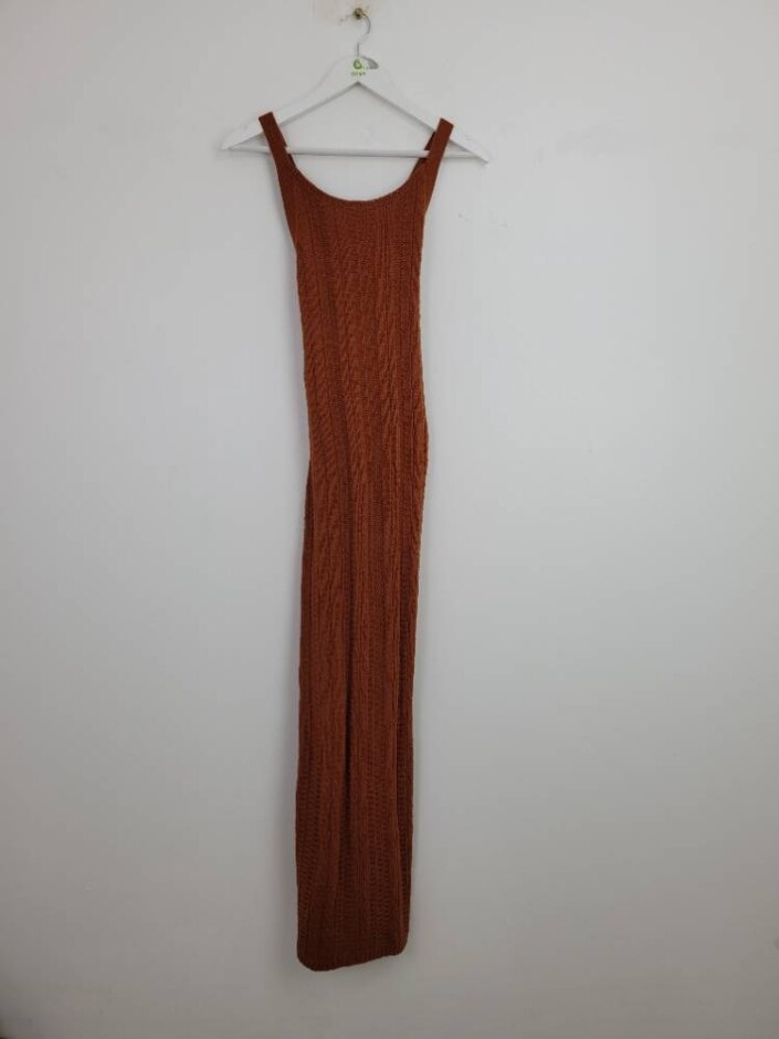 Autograph Knit Long Sleeveless Dress Brown Size: 6