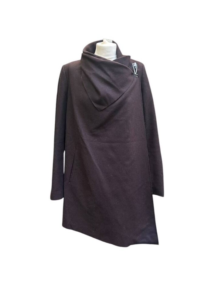 All Saints Ladies Wool Coat Aubergine Size: 12