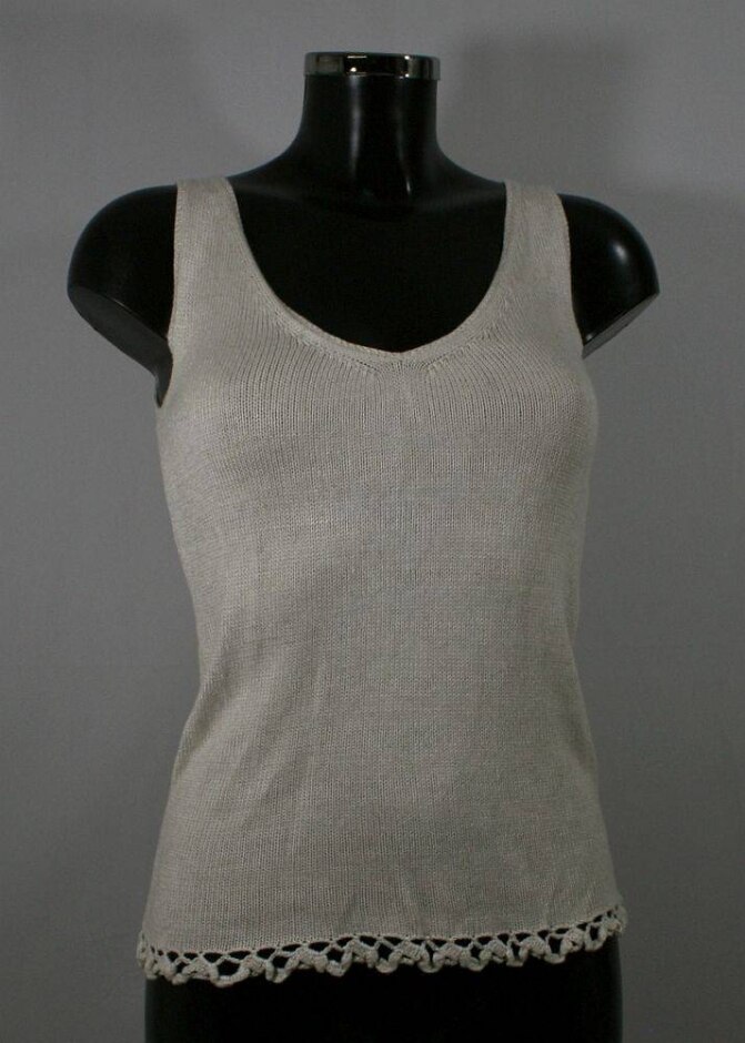 Kaliko Crocheted Edge Vest Top Cream Size: 8