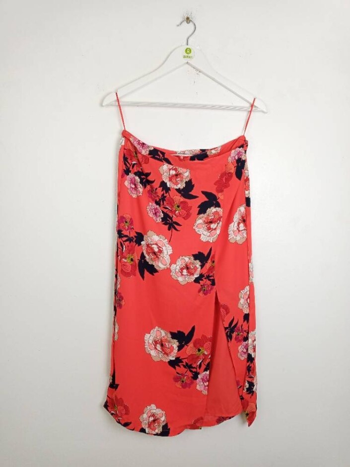 Oasis Floral Midi Skirt Red Size: 12