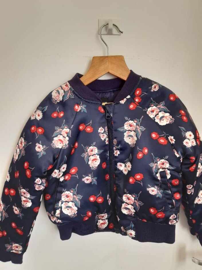 Joe's Bomber Jacket Navy And Floral Size: 4 - 5 Years