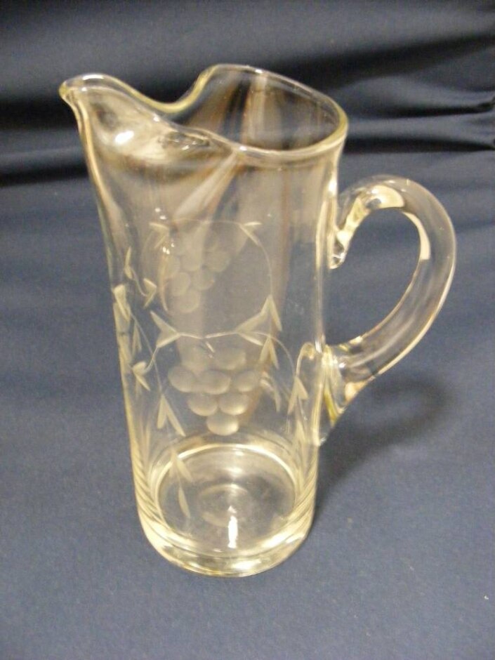 Studio Glass Etched Wine Jug Or Carafe