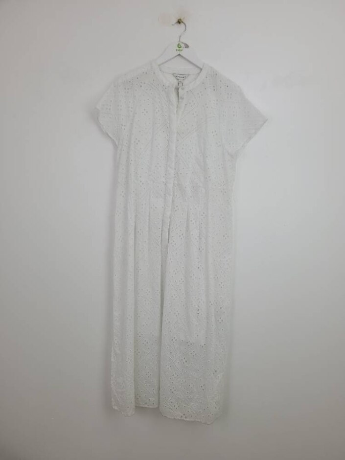 Autograph Broderie Midaxi Shirt Dress White Size: 12