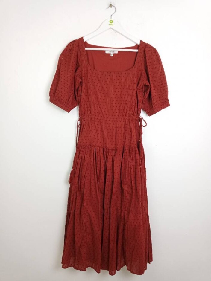 Joie Short Sleeve Midi Dress Brown Size: M
