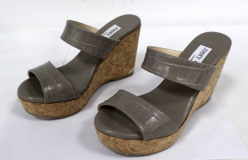 Jimmy Choo London Grey Leather Wedges Size : 1
