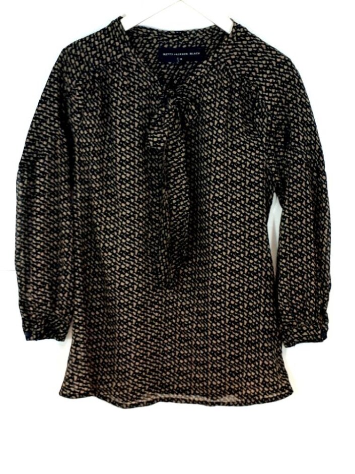Betty Jackson Black Chiffon Blouse Black & Brown Size: 8