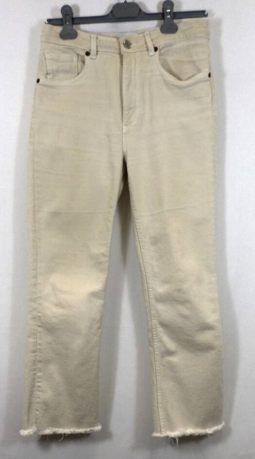 Zara Straight Jeans -cotton Stretch Cream Size: 10