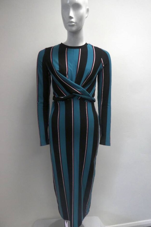Reserved Long Sleeved Dress Black Stripes Size: Xs