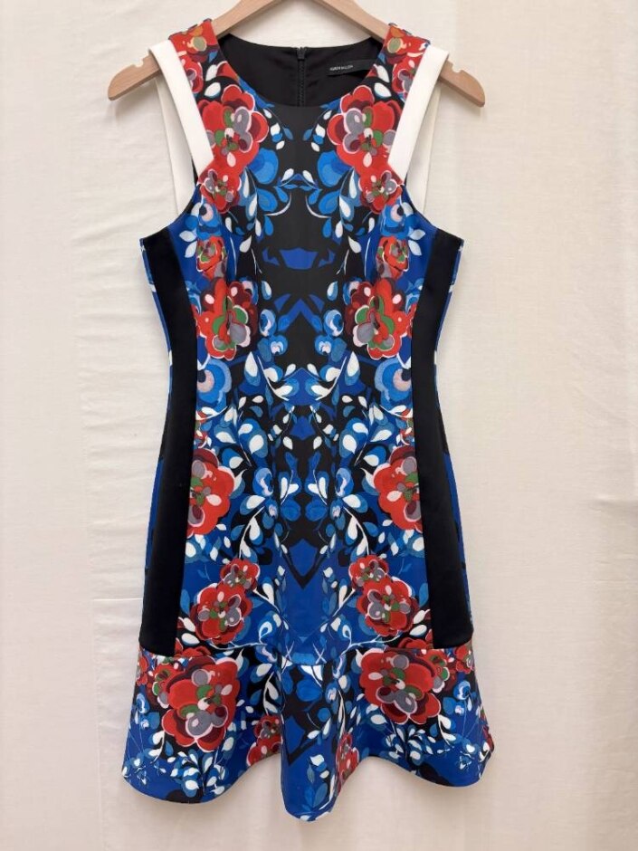 Karen Millen Bodycon Dress Blue Mix Size: 12
