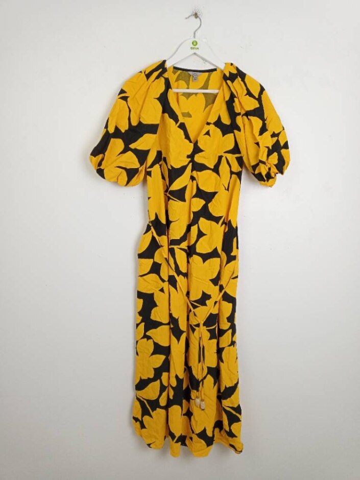 River Island Long Dress Black And Yellow Size: 10