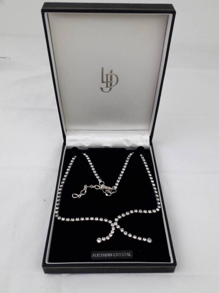 Ljd Austrian Swarovski Crystal Hand Made Necklace 41.5-49cm Silver Tone
