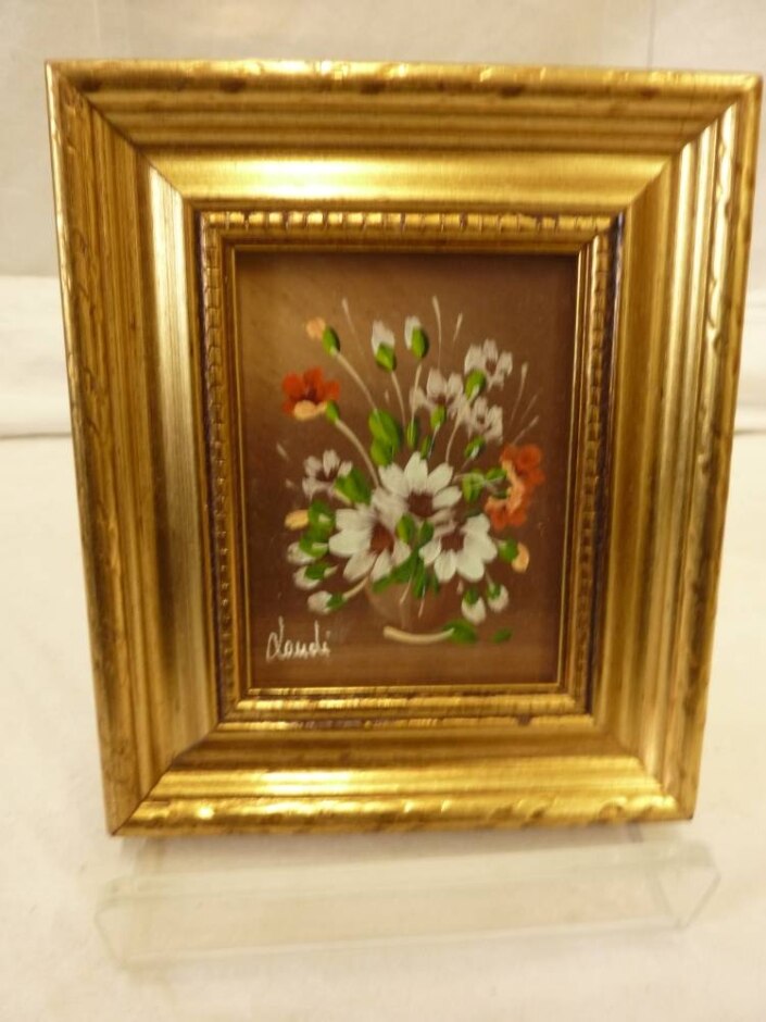 Small Still Life Painting Of Flowers By Italian Artist Laudi
