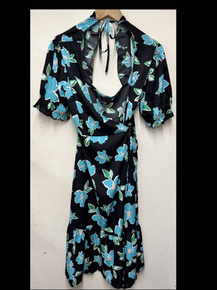 New Look Dress Floral Black/teal Size: 14
