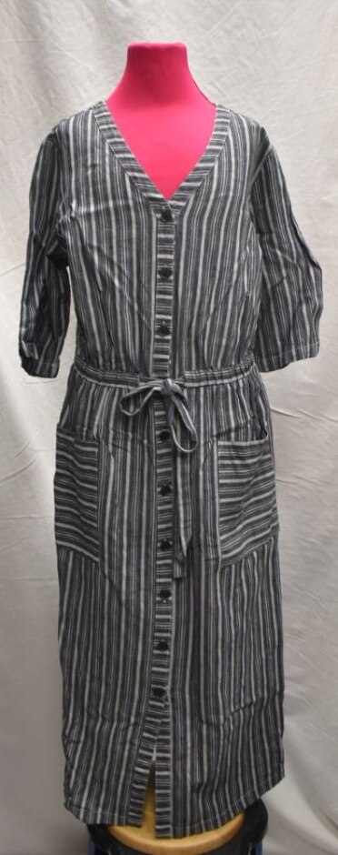 Thought Short Sleeve Shirt Dress Grey And Black Size: 10