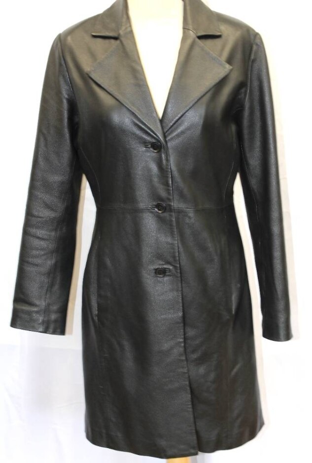 Jacquie Leather (nz Lamb) Coat Slim Fit, Vintage Black Size: S