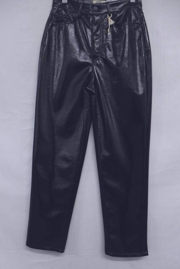 M&s - Harper Cigarette  Pleather Pocketed Trousers Onyx Black Size: 6