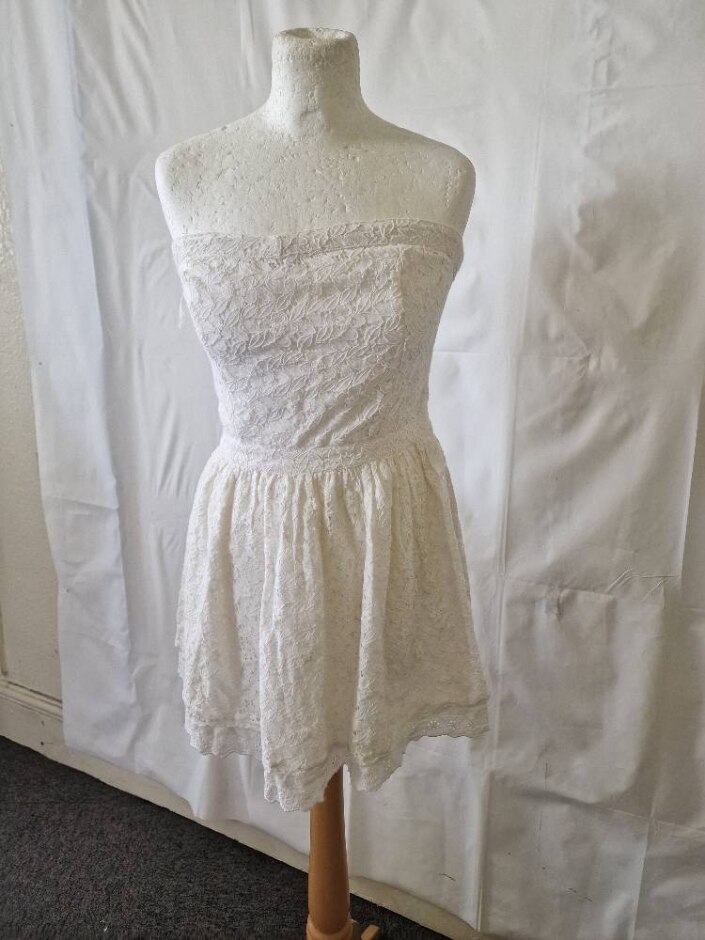 Superdry Strapless Lace Mini Dress White Size: M
