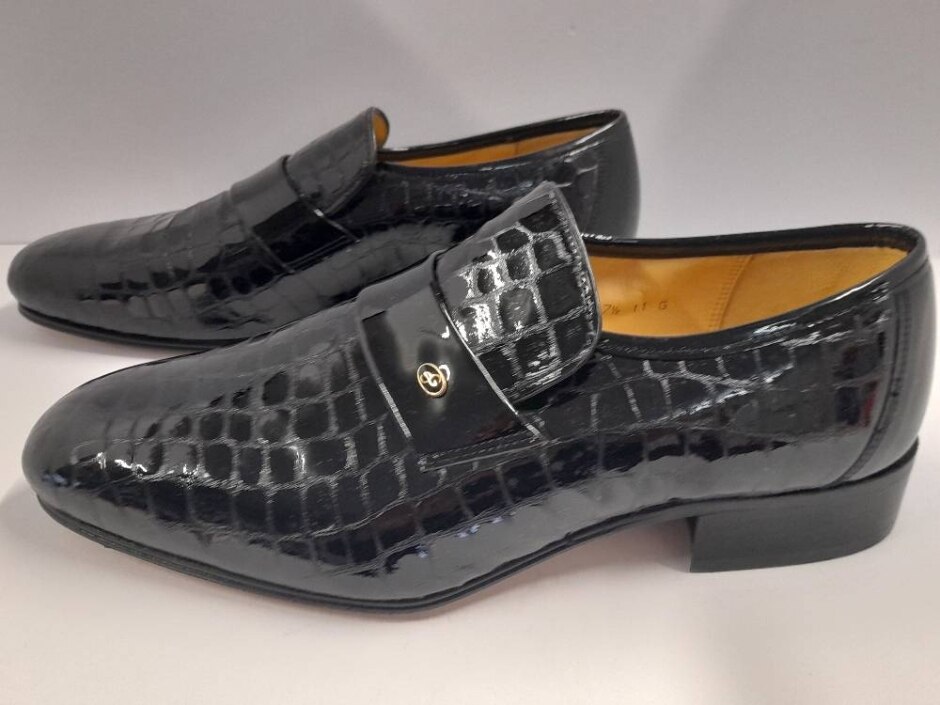 Grenson Black Alligator Patent  Loafers