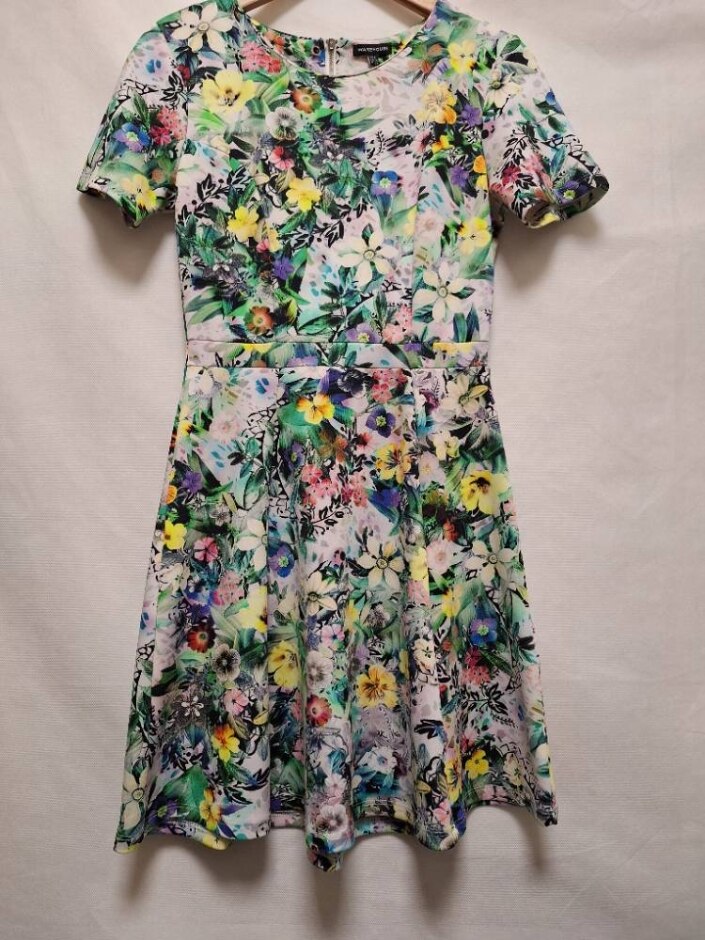 Warehouse Short-sleeved A-line Dress In Floral Multi Size: 8