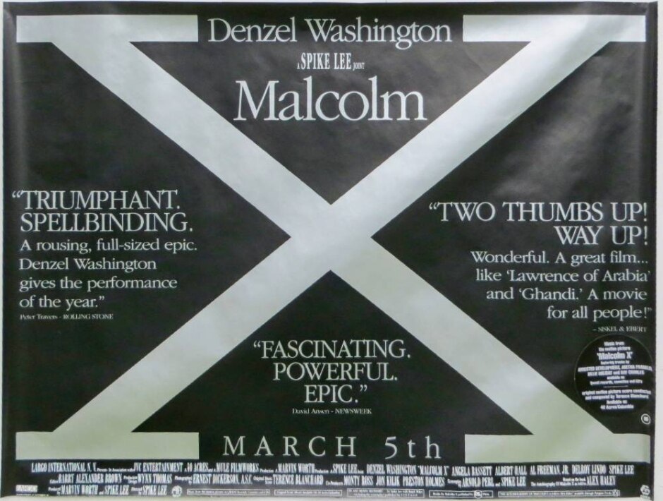 Malcolm X (1992) - Denzel Washington - Uk Og Quad Poster *rolled Not Folded Ex-shop New Stock*