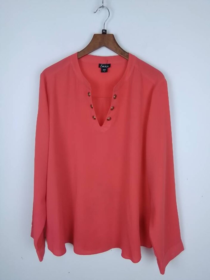 Simply Emma Ladies Long Sleeved Blouse Orange Size: Xl