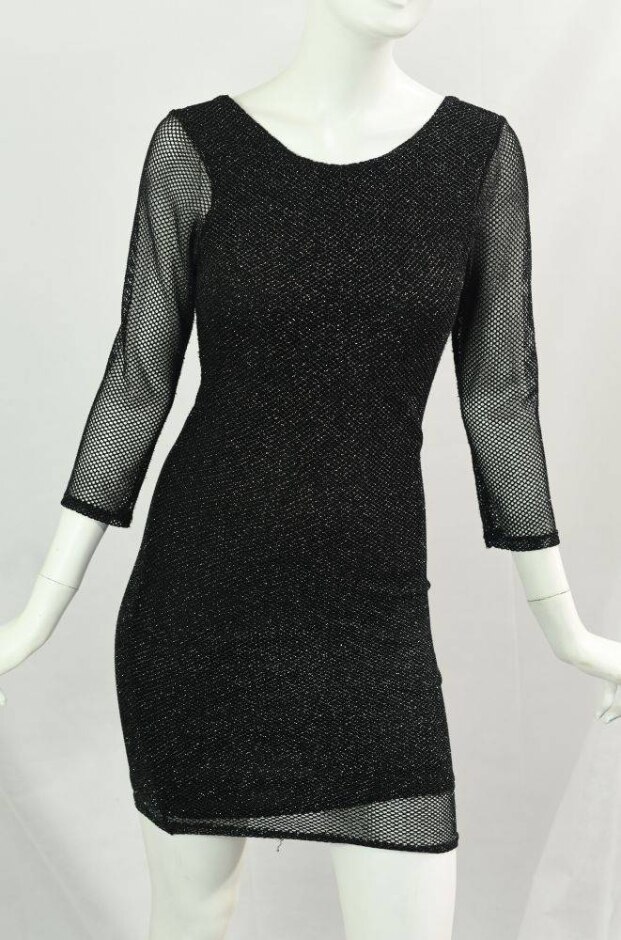 Topshop Dress With Metalic Weave Black Size: 8