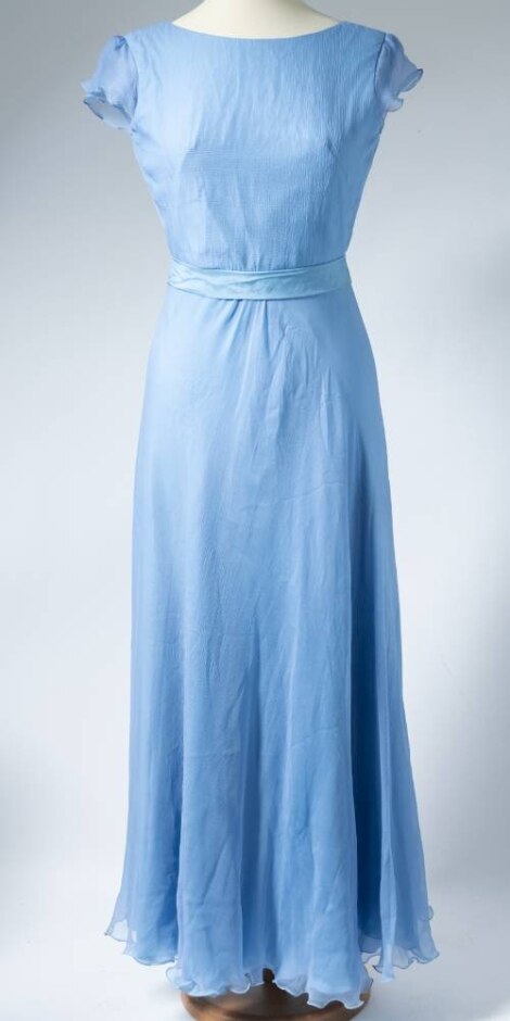 Macfarlane London Eleanor  Long Chiffon Dress Pale Blue Size: S