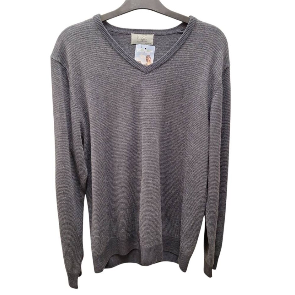 M&s 100% Acrylic Lightweight Jumper Navy Mix Size: M