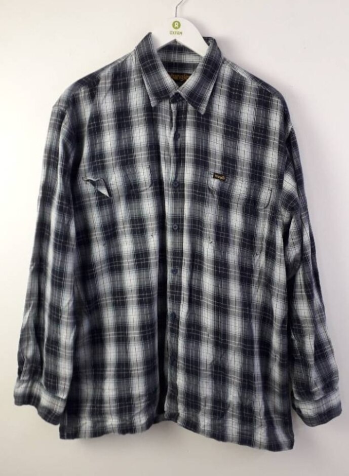 Wrangler Cotton Checked Shirt Blue Size: Xl