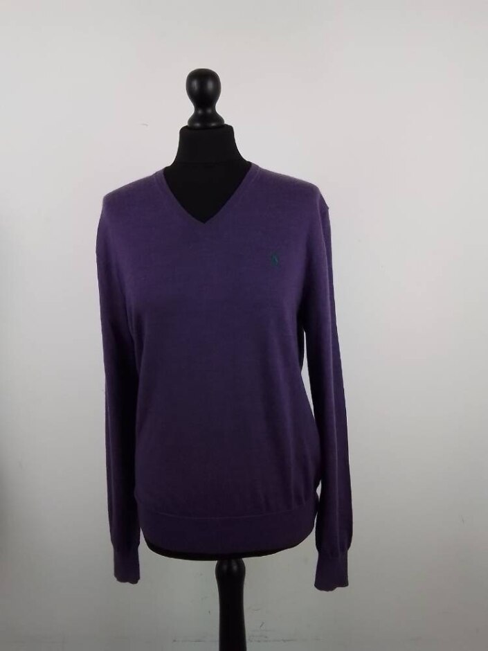Polo Ralph Lauren V-neck Cashmere Jumper Purple Size: M