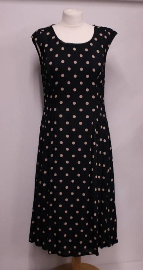 Toast Sleeveless Midi Dress Black & Beige Size: 14