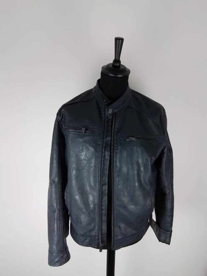 Michael Kors Leather Jacket Blue Size: M