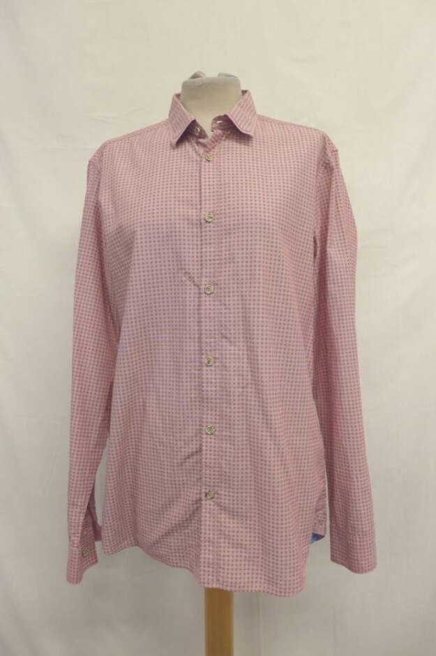 Ted Baker Diamond Print Cotton Shirt Salmon Pink Size: S