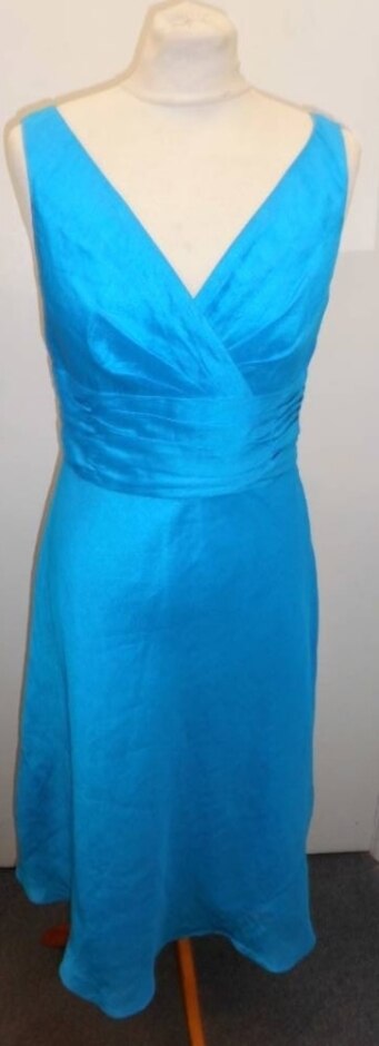 Monsoon Silk & Linen Dress Turquoise Size: 12