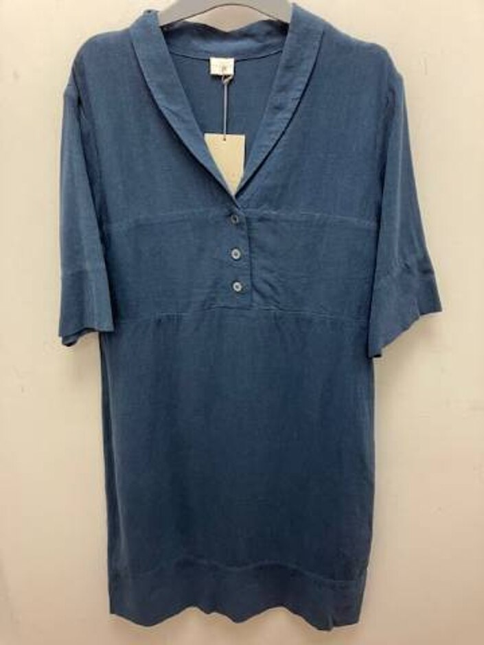 Poetry Linen Mix Shift Dress  Blue Size: 12