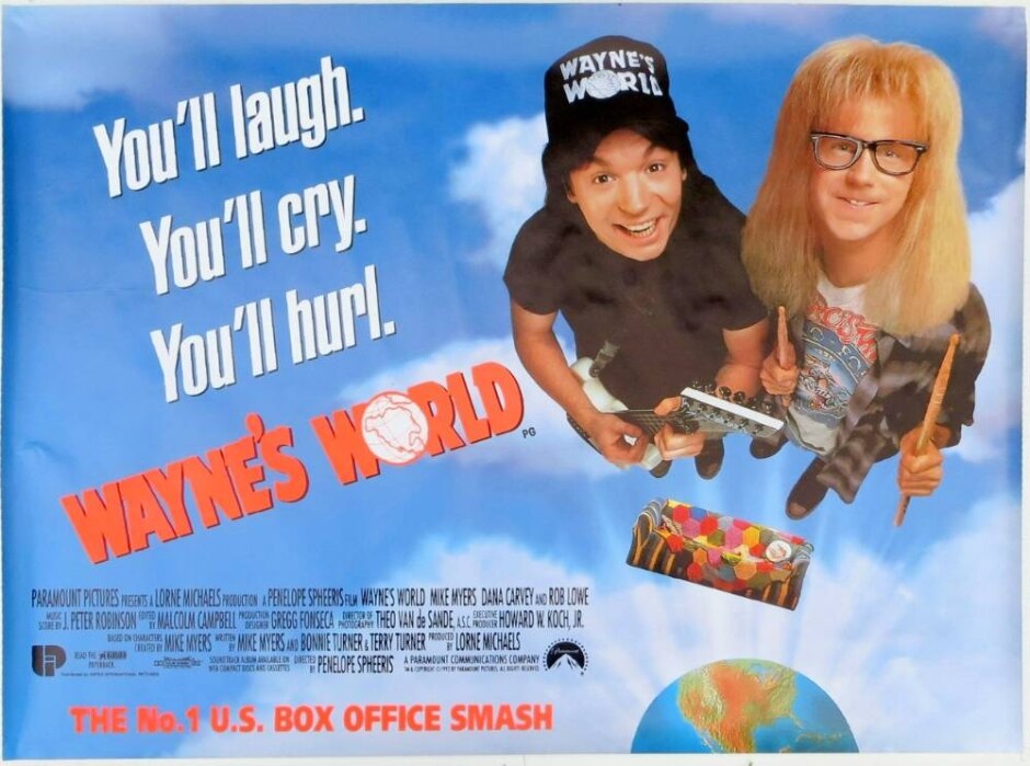 Wayne's World (1992) - Original Uk Quad Poster *rolled Not Folded Ex-shop New Stock*