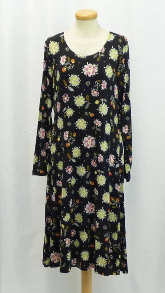 Gudrun Sjoden Floral Jersey Midi Dress Black Mix Size: S