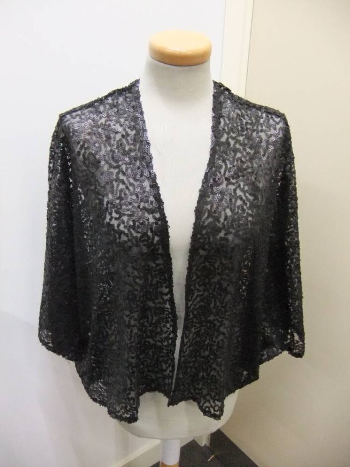 Unbranded Floral Lace Sequin Cardigan Black Size: 16
