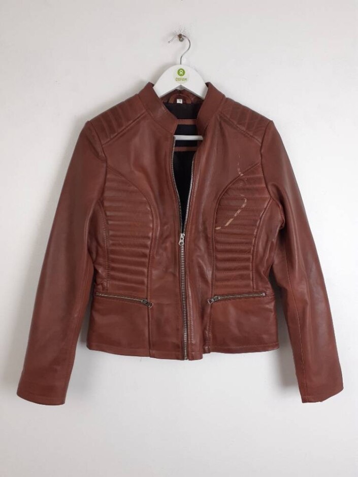 Real Leather With Defect Women's Leather Jacket Brown Size: S