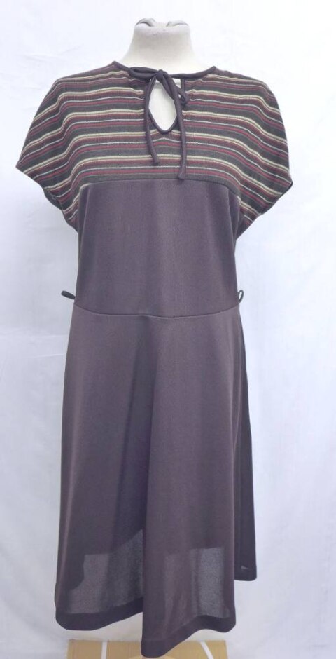Unbranded Striped High Waist Empiredress Brown,red,green Size: One Size