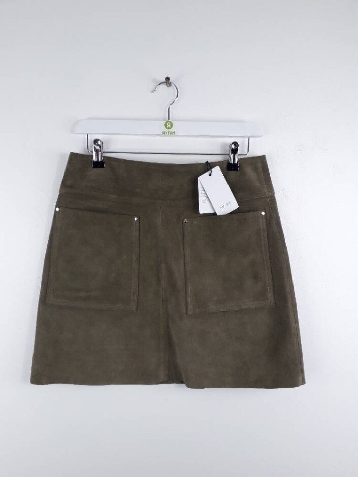 Reiss Elm-suede Mini Skirt K Khaki New Size: 10